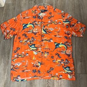 Polo by Ralph Lauren Orange Tropical Print Shirt